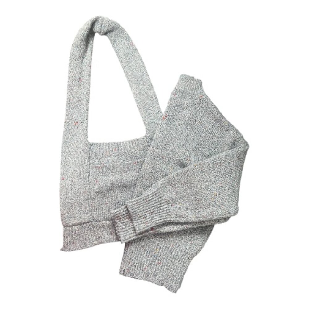 ZARA Girls Knit Sweater & Matching Bag Set | Speckled Blue | Size 8–9Y